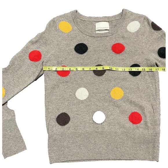 Cynthia Rowley polka dots multicolorTan 100% Cashmere Crewneck Sweater Size M - Picture 3 of 5